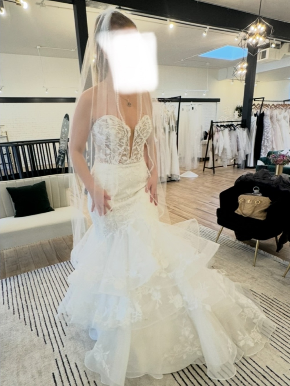 Elegant Justin Alexander White Mermaid Lace Wedding Dress NWT - Picture 4 of 15